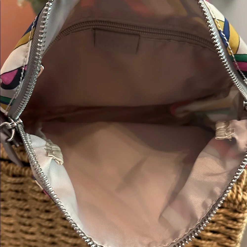 Kipling Adelina Silver light grey pockets multicolor nylon Tote satchel Bag